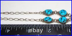 VTG Navajo Kingman Turquoise Small Lariat Necklace Sterling Silver Native