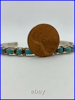 VTG Navajo NATIVE AMERICAN Sterling Silver Turquoise Cuff Bracelet 9.1g #yce
