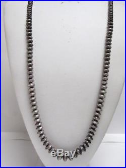 VTG Navajo Native American Pearls Bench Bead Sterling Silver Necklace 30 55g