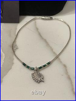 VTG Navajo Sterling Silver Malachite Chief Silver Earrings & Bracelet Set 7.5