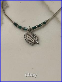 VTG Navajo Sterling Silver Malachite Chief Silver Earrings & Bracelet Set 7.5