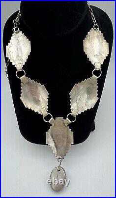 VTG. STERLING TURQUOISE NATIVE AMERICAN CAROL FELLEY PUEBLO DOLL NECKLACE 116 Gr