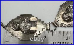 VTG. STERLING TURQUOISE NATIVE AMERICAN CAROL FELLEY PUEBLO DOLL NECKLACE 116 Gr