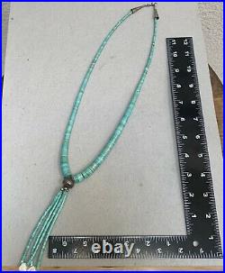 VTG Santo Domingo Green Turquoise Heishi Bead Jacla Necklace