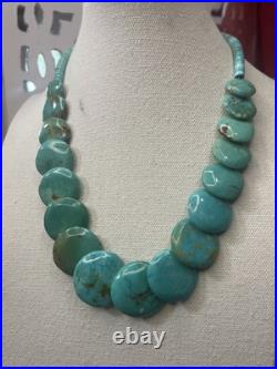 VTG Santo Domingo TURQUOISE HESHI 20L Necklace READ Native American