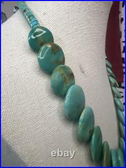 VTG Santo Domingo TURQUOISE HESHI 20L Necklace READ Native American