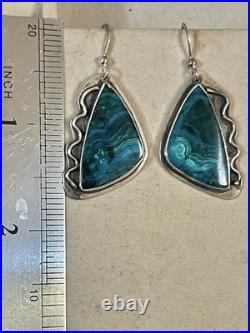 VTG Sterling Silver Native American Navajo Malachite Chrysocolla Earrings VTG Sterling Silver Native American Navajo Malachite Chrysocolla Earrings