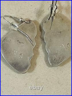 VTG Sterling Silver Native American Navajo Malachite Chrysocolla Earrings