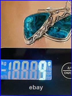 VTG Sterling Silver Native American Navajo Malachite Chrysocolla Earrings