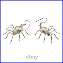 VTG Sterling Silver Spider Turquoise Native American Hook Earrings Navaho 1.25