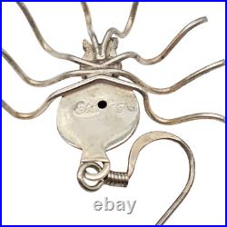 VTG Sterling Silver Spider Turquoise Native American Hook Earrings Navaho 1.25