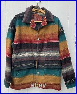 VTG USA Woolrich Southwestern Style Jacket/Coat Sz M / L Aztec Mexican Blanket