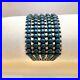 VTG ZUNI Antique Sterling Silver Stamped 5 Row SN EYES Turquoise Cuff Large
