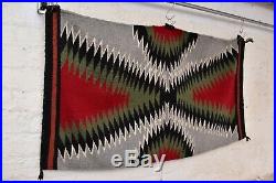 VTG native american textile weaving Navajo indian rug 41x22 antique Eye Dazzler