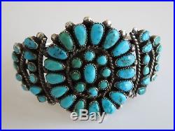 VTG sterling turquoise cluster cuff bracelet VTG zuni native American jewelry