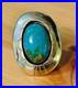 Vintage 14k Navajo Native American Carico Lake Turquoise Ring