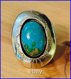 Vintage 14k Navajo Native American Carico Lake Turquoise Ring