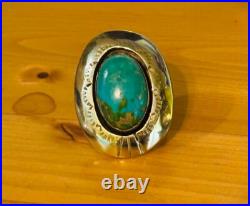 Vintage 14k Navajo Native American Carico Lake Turquoise Ring