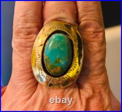 Vintage 14k Navajo Native American Carico Lake Turquoise Ring