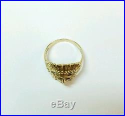 Vintage 14k Yellow Gold Indian Native American Ring With Emerald & Rubies