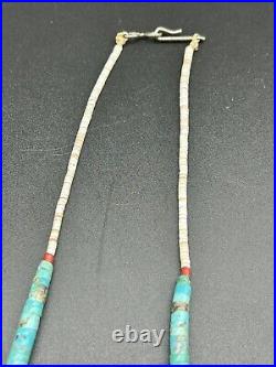 Vintage 16 Native American Santo Domingo Turquoise Heishi Beads Spiney Oyster