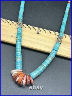 Vintage 16 Native American Santo Domingo Turquoise Heishi Beads Spiney Oyster