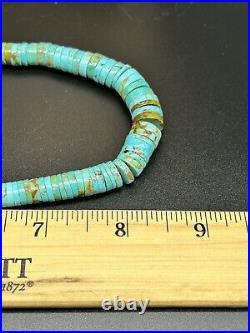 Vintage 18 Santo Domingo Royston Turquoise Disc Hechi Sterling Bead Necklace