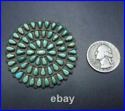 Vintage 1950s NAVAJO Sterling Silver TURQUOISE Petit Point Cluster PIN/BROOCH