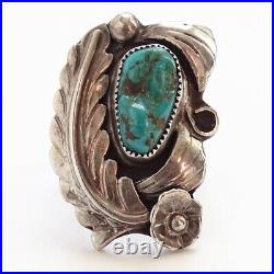 Vintage 1970s Native American Navajo Turquoise Sterling Ring Size 5.75
