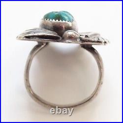 Vintage 1970s Native American Navajo Turquoise Sterling Ring Size 5.75