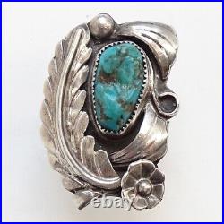 Vintage 1970s Native American Navajo Turquoise Sterling Ring Size 5.75