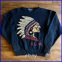 Vintage 1994 Polo Ralph Lauren Hand Knit Indian Head Sweater