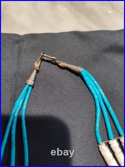 Vintage 25in Native American Shell And Turquoise Handmade Necklace