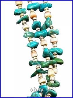 Vintage 28 Native American Santo Domingo 3 Strand Heishi Turquoise Necklace 50g