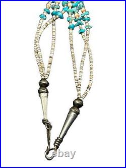 Vintage 28 Native American Santo Domingo 3 Strand Heishi Turquoise Necklace 50g