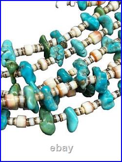 Vintage 28 Native American Santo Domingo 3 Strand Heishi Turquoise Necklace 50g