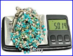 Vintage 28 Native American Santo Domingo 3 Strand Heishi Turquoise Necklace 50g