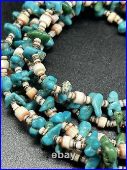 Vintage 28 Native American Santo Domingo 3 Strand Heishi Turquoise Necklace 50g
