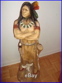 Vintage 3.5' Ft Native American INDIAN Warrior-Chief Chalkware-Plaster Statue