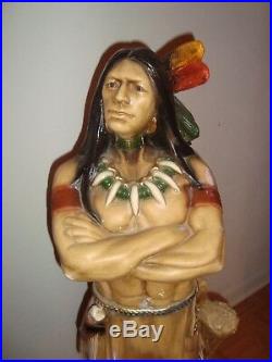 Vintage 3.5' Ft Native American INDIAN Warrior-Chief Chalkware-Plaster Statue