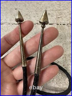 Vintage 50s Native American Sterling Silver Marked With 2 Symbol Stamps Bolo Tie