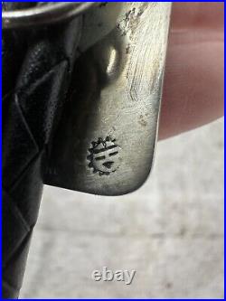 Vintage 50s Native American Sterling Silver Marked With 2 Symbol Stamps Bolo Tie