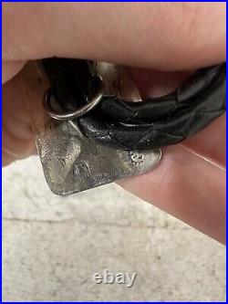 Vintage 50s Native American Sterling Silver Marked With 2 Symbol Stamps Bolo Tie