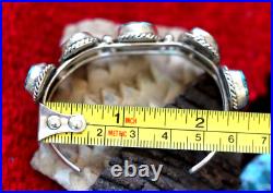 Vintage 5-STONE TURQUOISE + STERLING silver cuff bracelet Southwestern Navajo