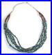 Vintage 5 Strand Native American Necklace Turquoise Nuggets And Shell Heishi