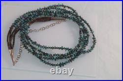 Vintage 5 Strand Native American Necklace Turquoise Nuggets And Shell Heishi