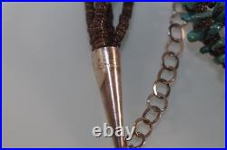 Vintage 5 Strand Native American Necklace Turquoise Nuggets And Shell Heishi