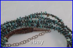 Vintage 5 Strand Native American Necklace Turquoise Nuggets And Shell Heishi