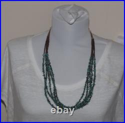 Vintage 5 Strand Native American Necklace Turquoise Nuggets And Shell Heishi