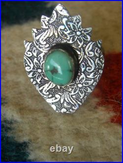 Vintage #8 Turquoise And Sterling Ring Size 6
